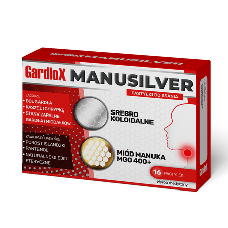 GARDLOX MANUSILVER pastylki do ssania 16 szt.