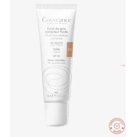  Couvrance Fluid Korygujący Piaskowy Podkład do skóry wrażliwej z SPF 20,30ml