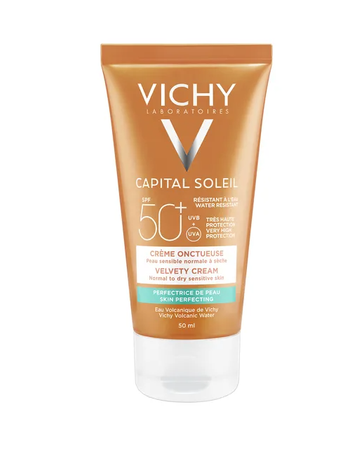 Vichy Capital Soleil krem aksamitny do twarzy SPF 50+, cera sucha i normalna 50 ml, Data ważności 2025.04.30