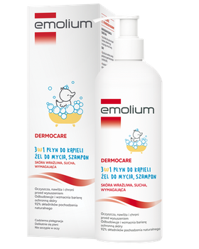 EMOLIUM DERMOCARE 3 w 1 Płyn do kąpieli, żel, szampon 400ml 