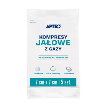 APTEO Kompresy jałowe z gazy 7cm x 7cm 5 szt