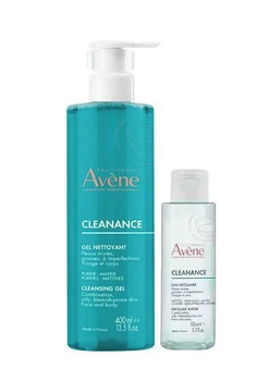 AVENE CLEANANCE zestaw Żel oczyszczający 400 ml + woda micelarna 100 ml