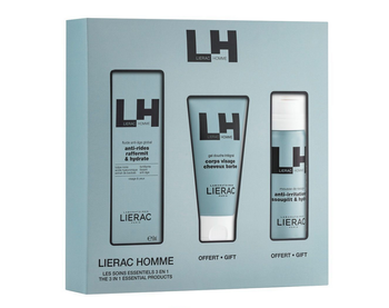 LIERAC HOMME Zestaw Emulsja Anti-aging + żel pod prysznic + pianka do golenia