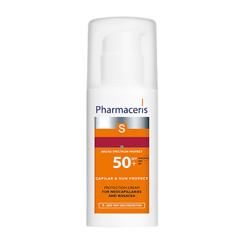 PHARMACERIS-S SPF50 Krem skóra naczynkowa, trądzik różowaty