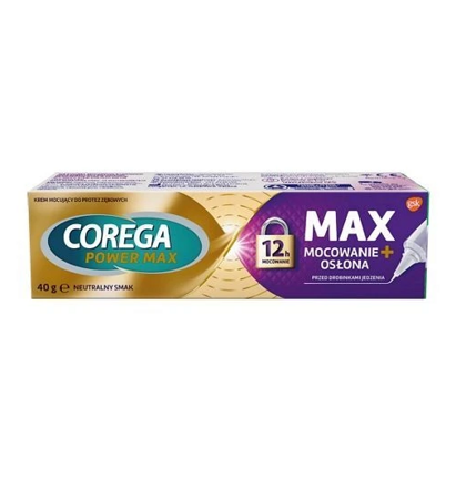  COREGA POWER MAX Mocowanie + Osłona Krem mocujący do protez, neutralny smak 40g