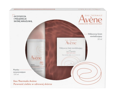 Avene Zestaw (Delikatnie oczyszczająca pianka 150 ml + Odżywczy Krem Rewitalizujący 50 ml)