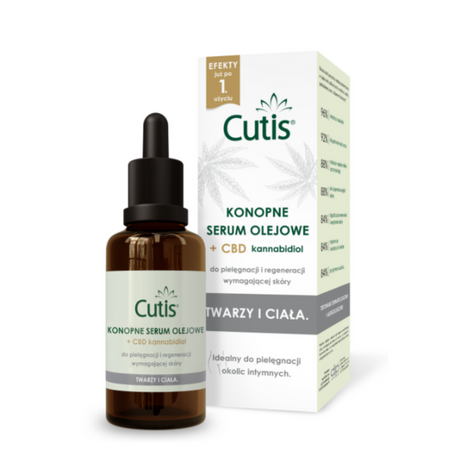 CUTIS Konopne serum olejowe + CBD kannabidiol Do pielęgnacji i regeneracji wymagającej skóry 50ml