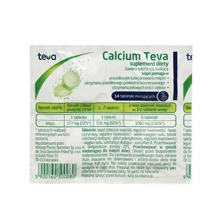 Calcium TEVA tabletki musujące 14 sztuk