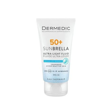 Dermedic Sunbrella ULTRALEKKI KREM OCHRONNY SPF 50+ DLA SKÓRY NACZYNIOWEJ I NADREAKTYWNEJ, 40 ML