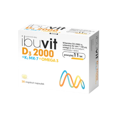 Ibuvit D3 2000 + K2 MK-7 Omega 3, 30 kapsułek miękkich