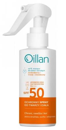 Oillan Ochronny spray przeciwsłoneczny do twarzy i ciała SPF50 125 ml