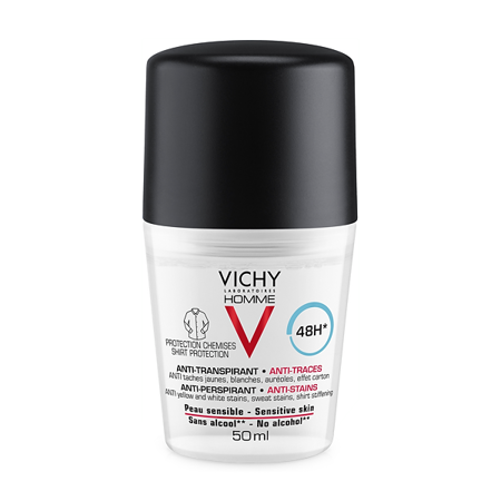 VICHY HOMME Dezodorant w kulce przeciw plamom 48h 